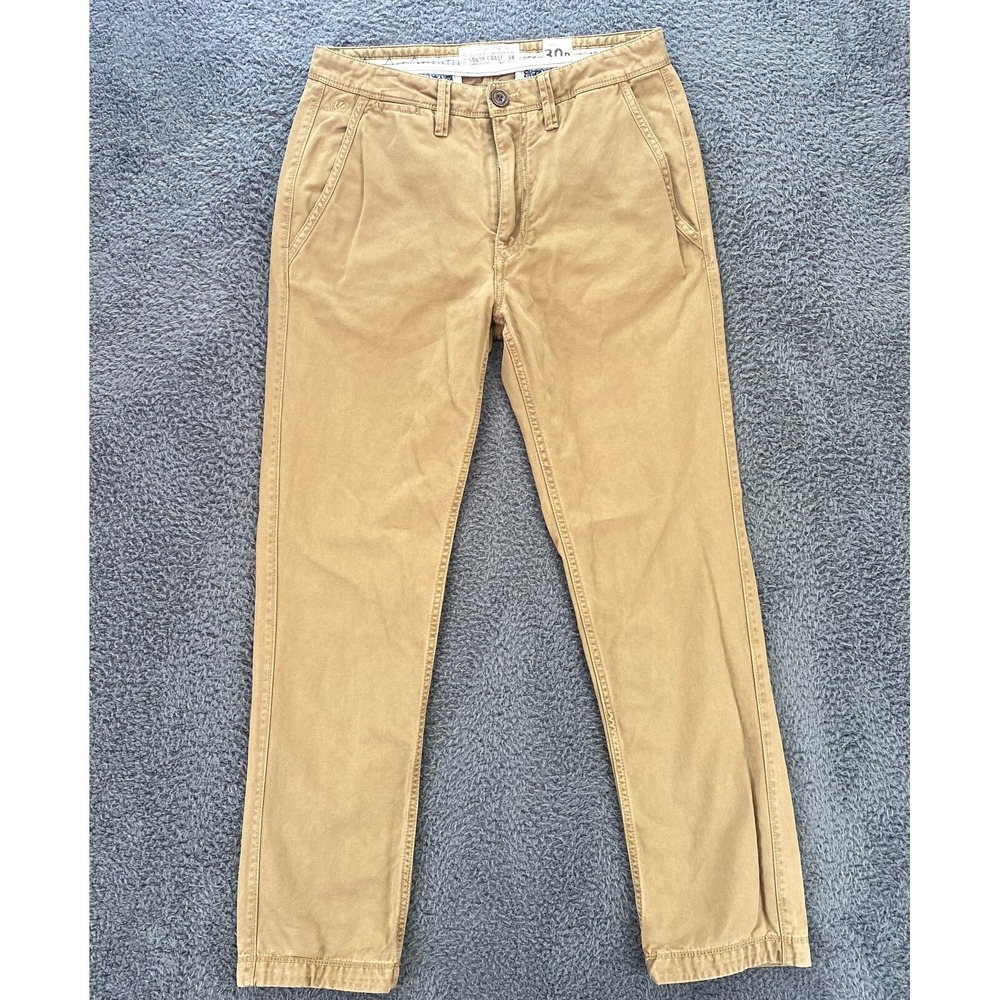 Fat Face Mens 30x31 Khaki Chino Pants Straight Tapered Modern Fit Coastal